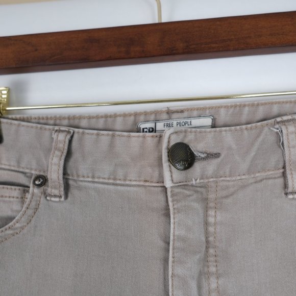Free People 61855-16515125 Beige Destroyed Skinny Jeans Size W27 - Picture 3 of 11